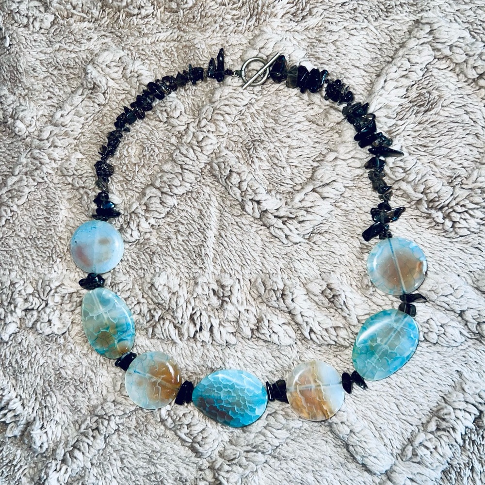 Vintage Stone Blue and Black Necklace
